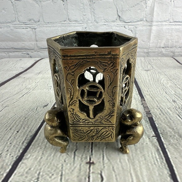 Antique Bronze Hexagon‎ Tripod Instant Burner - Picture 1 of 9
